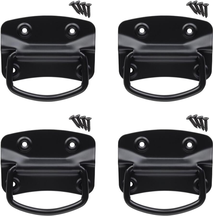 Sotech 2 paar kistgrepen (100 x 70 mm staal zwart) Meubelgrepen opvouwbaar om op te schroeven incl. bevestigingsmateriaal