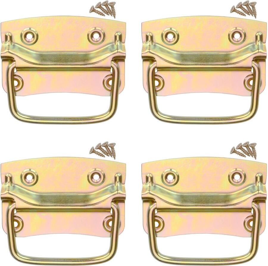 Sotech 2 paar kistgrepen (120 x 80 mm staal geel verzinkt) Opvouwbare duwbeugels voor het vastschroeven incl. bevestigingsmateriaal