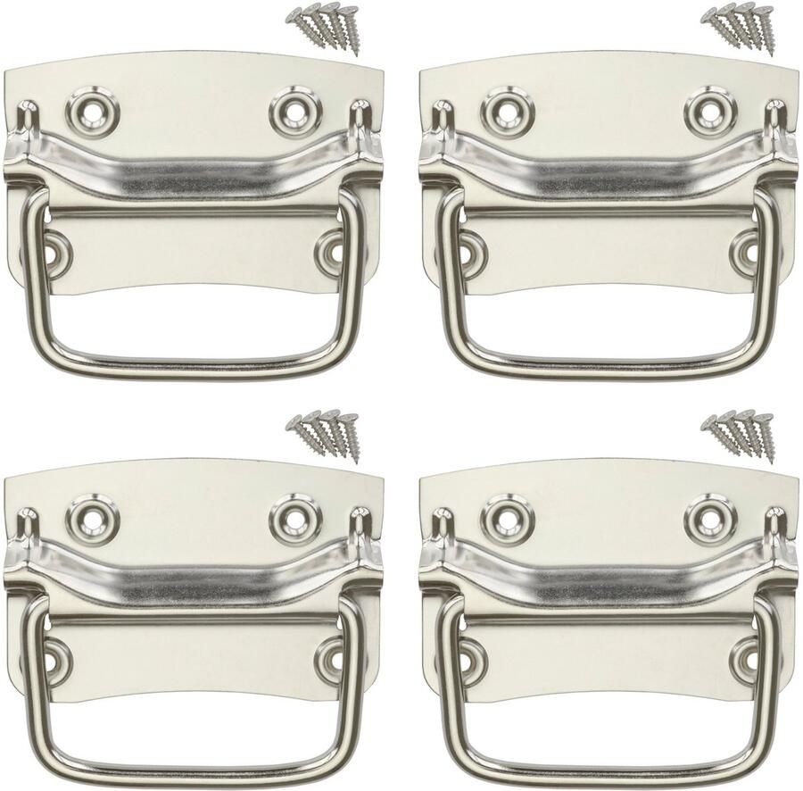 Sotech 2 paar kistgrepen (120 x 80 mm staal zilver vernikkeld) Inklapbare grepen voor het vastschroeven incl. bevestigingsmateriaal