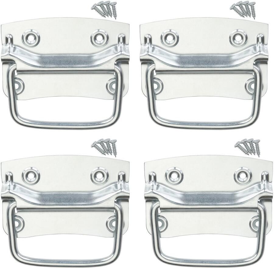 Sotech 2 paar kistgrepen (120 x 80 mm staal zilververzinkt) opklapbare duwgrepen om op te schroeven incl. bevestigingsmateriaal