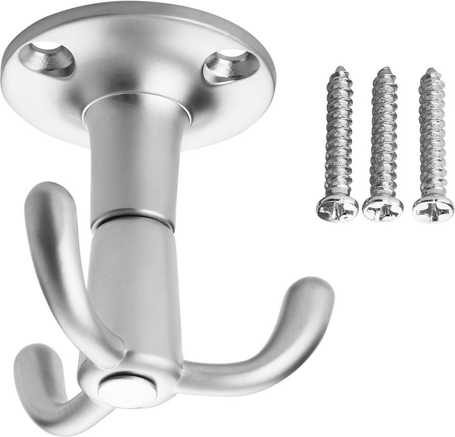 Sotech 3 stuks draaibare kapstokhaken Tromso RVS-look mat 3 ophanghaakjes 53 x 50 mm voor plafondmontage