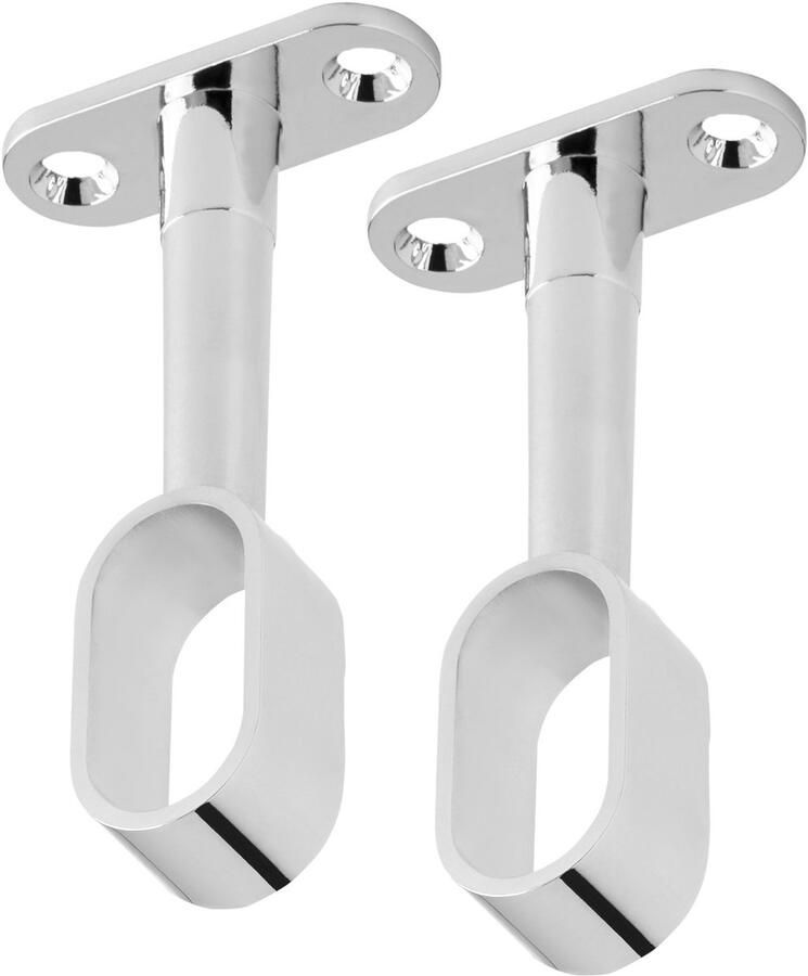 Sotech 2 stuks Garderobestanghouder voor ovale kledingstangen (30 x 15 mm) Gepolijst chroom in hoogte verstelbaar 84 112 mm