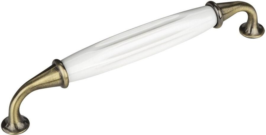 Sotech 2 x Meubelgreep JOHANNA Boorgatafstand 160 mm Antiek-messing-wit Porseleingreep van