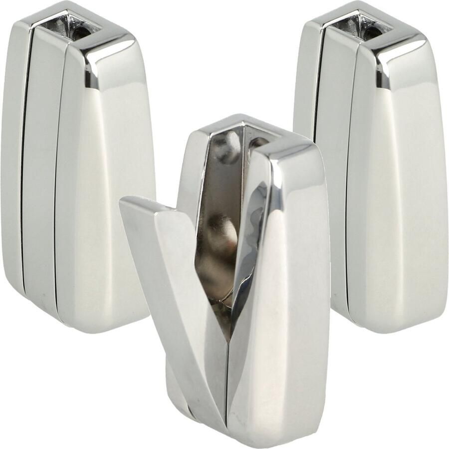 Sotech 3-delig opklapbare haken HIPPO gepolijst chroom met veer Metalen jashaken ruimtebesparend ideaal voor kleine ruimtes zoals in caravans
