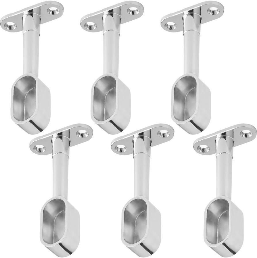 Sotech 3 paar (6 stuks) Garderobestanghouder eindstuk voor 3 ovale kledingstangen (30 x 15 mm) Gepolijst chroom in hoogte verstelbaar 84 112 mm