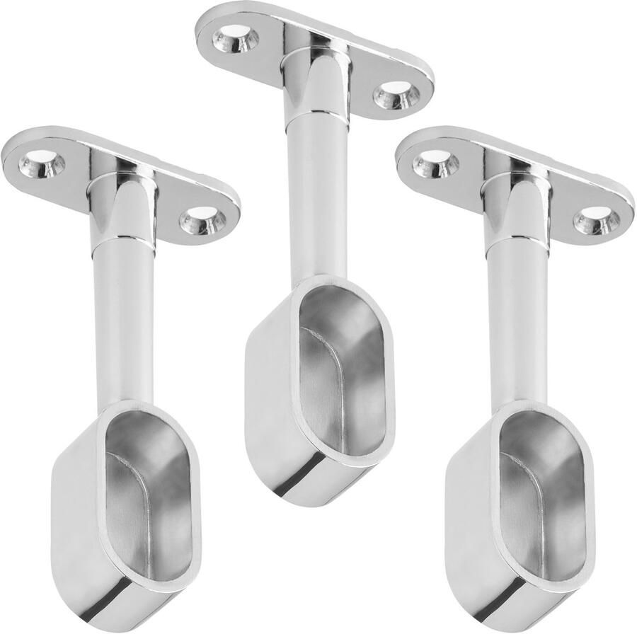 Sotech 3 stuks Garderobestanghouder eindstuk voor ovale kledingstangen (30 x 15 mm) Gepolijst chroom in hoogte verstelbaar 84 112 mm