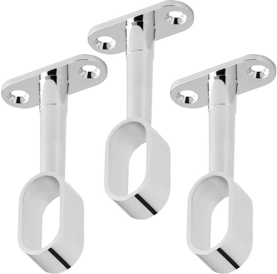 Sotech 3 stuks Garderobestanghouder voor ovale kledingstangen (30 x 15 mm) Gepolijst chroom in hoogte verstelbaar 84 112 mm