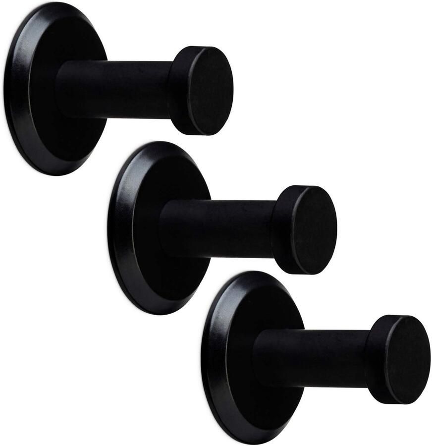 Sotech 3 stuks kapstokhaken Talea RVS zwart gepoederlakt lengte: 33 mm incl. plaatje en bevestigingsset