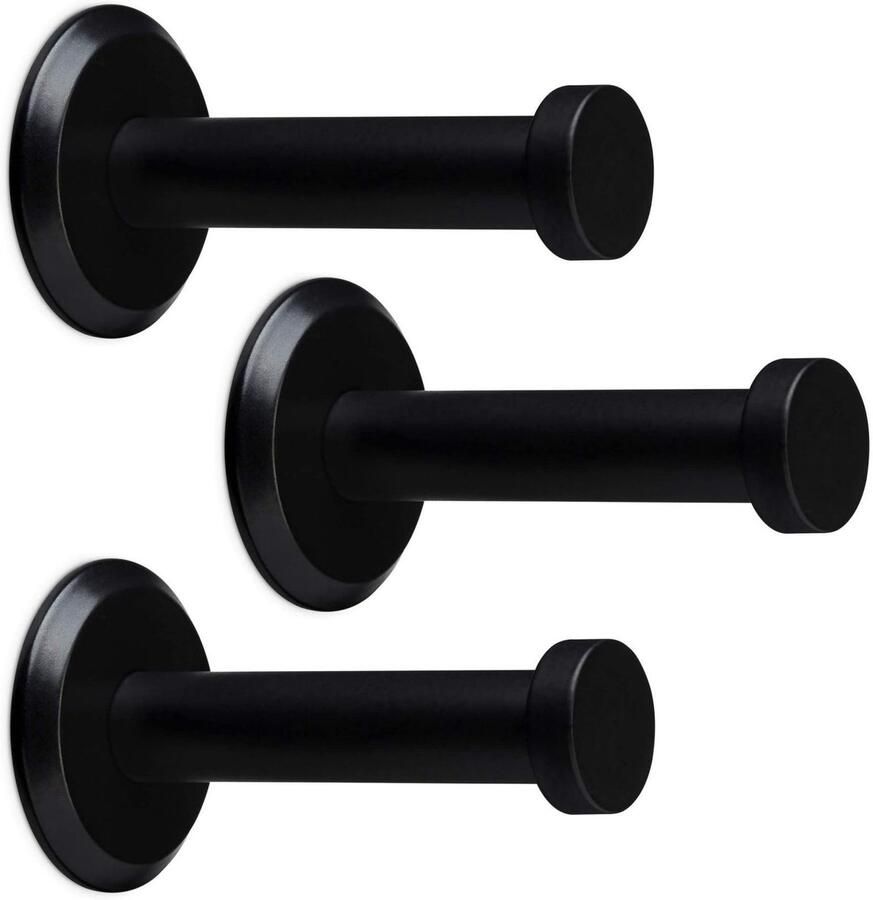 Sotech 3 stuks kapstokhaken Talea RVS zwart gepoederlakt lengte: 53 mm incl. plaatje en bevestigingsset