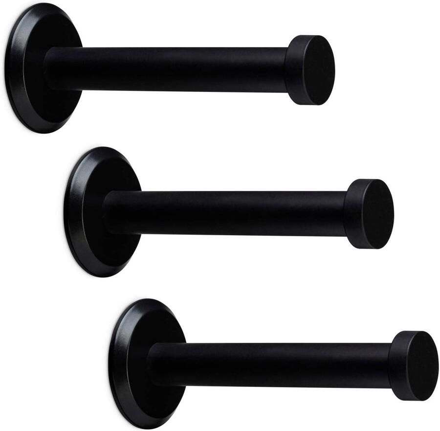 Sotech 3 stuks kapstokhaken Talea RVS zwart gepoederlakt lengte: 73 mm incl. plaatje en bevestigingsset