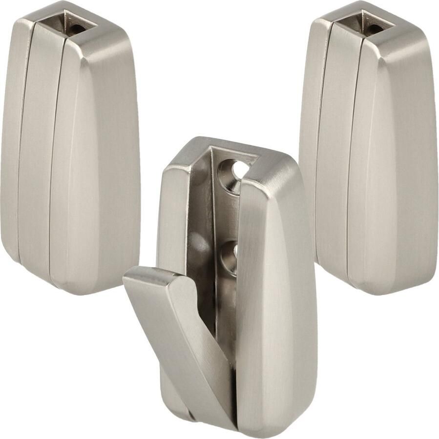 Sotech 3-stuks opbouwklaphaken HIPPO RVS-look met veer Metalen jashaken ruimtebesparend ideaal voor krappe ruimtes zoals in caravans