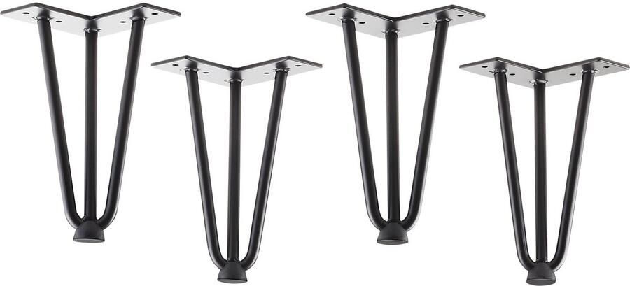 Sotech 4 haarspeldpoten zwart 200 mm 3 stoks Haarspeldpoten Meubelpoten voor banken en kasten Meubelpoten