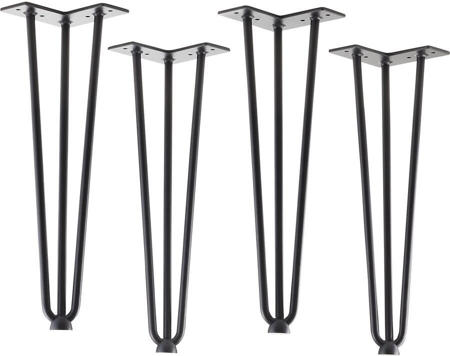 Sotech 4 haarspeldpoten zwart 406 mm 3 stokjes Haarspeldpoten Meubelpoten voor salontafels en banken Tafelpoot