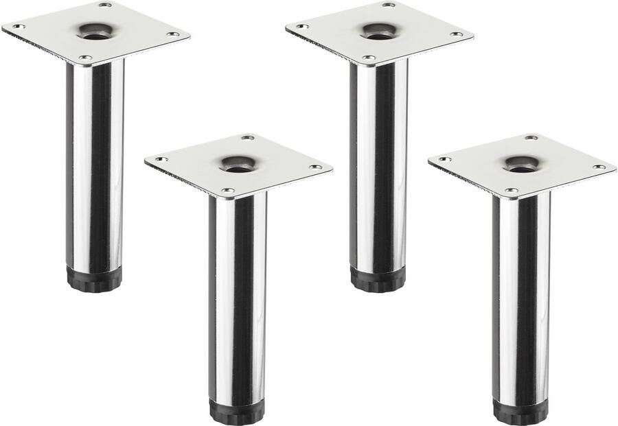 Sotech 4 meubelvoeten LIMA Hoogte 120 mm Ø 25 mm In hoogte verstelbaar 10 mm gepolijst chroom Pronkvoeten Sokkelvoeten Kastvoeten