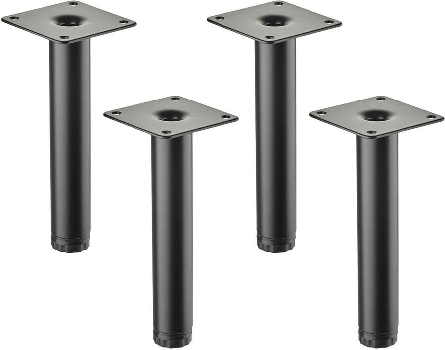 Sotech 4 meubelvoeten LIMA Hoogte 150 mm Ø 25 mm In hoogte verstelbaar 10 mm zwart mat Pootjes voor vitrinekast Sokkelvoeten Kastvoeten