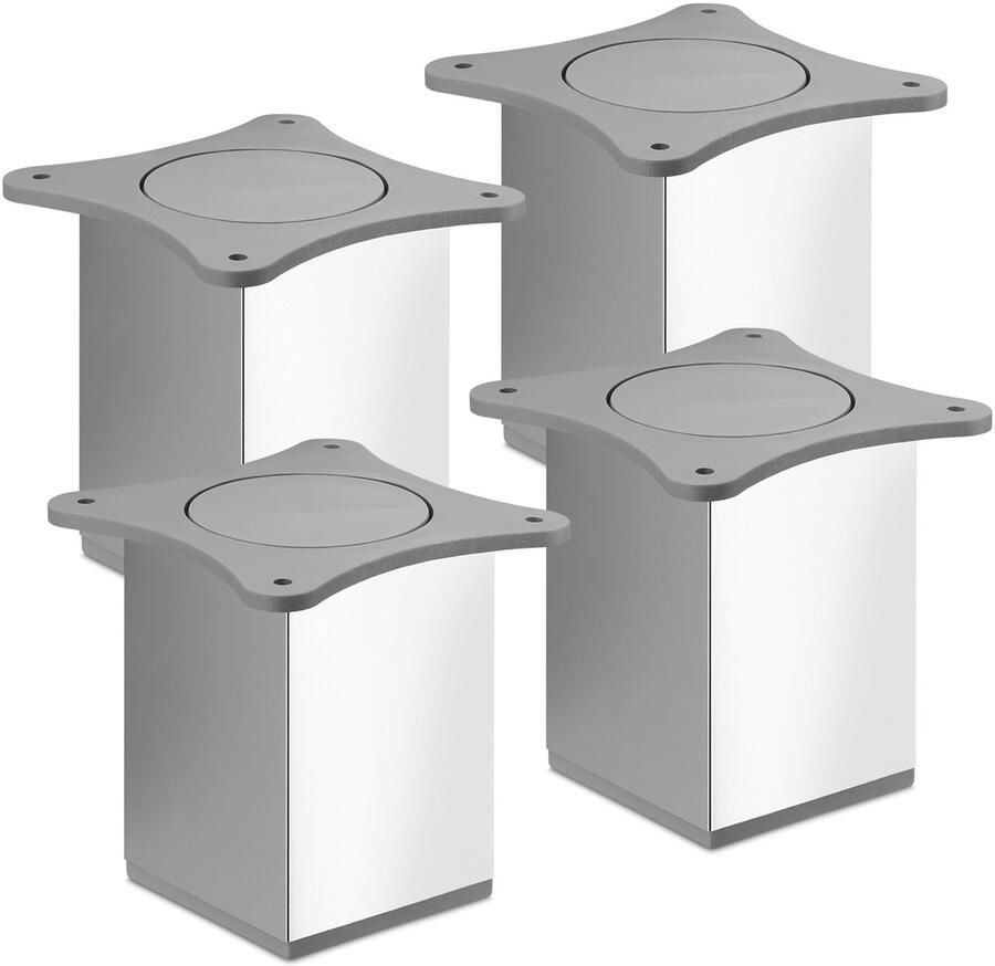 Sotech 4 St. Meubelvoet QUEBEC II 100 mm 65 x 65 mm gepolijst chroom meubelpoten van aluminium van