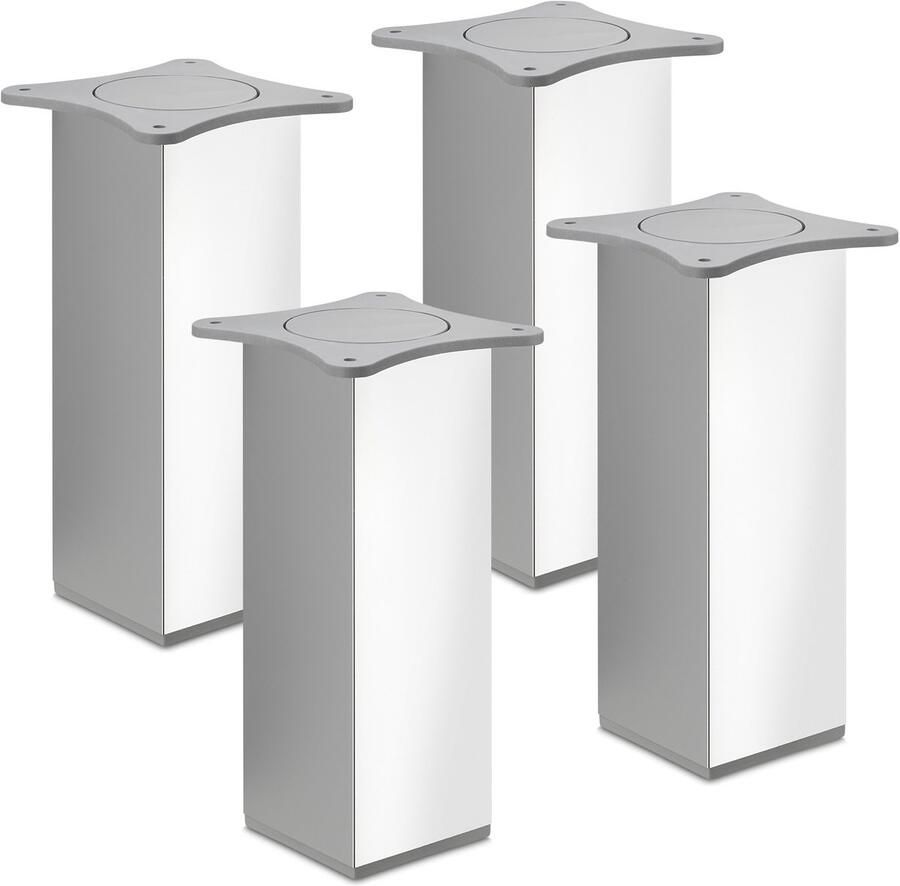 Sotech 4 St. Meubelvoet QUEBEC II 200 mm 65 x 65 mm gepolijst chroom meubelpoten van aluminium van