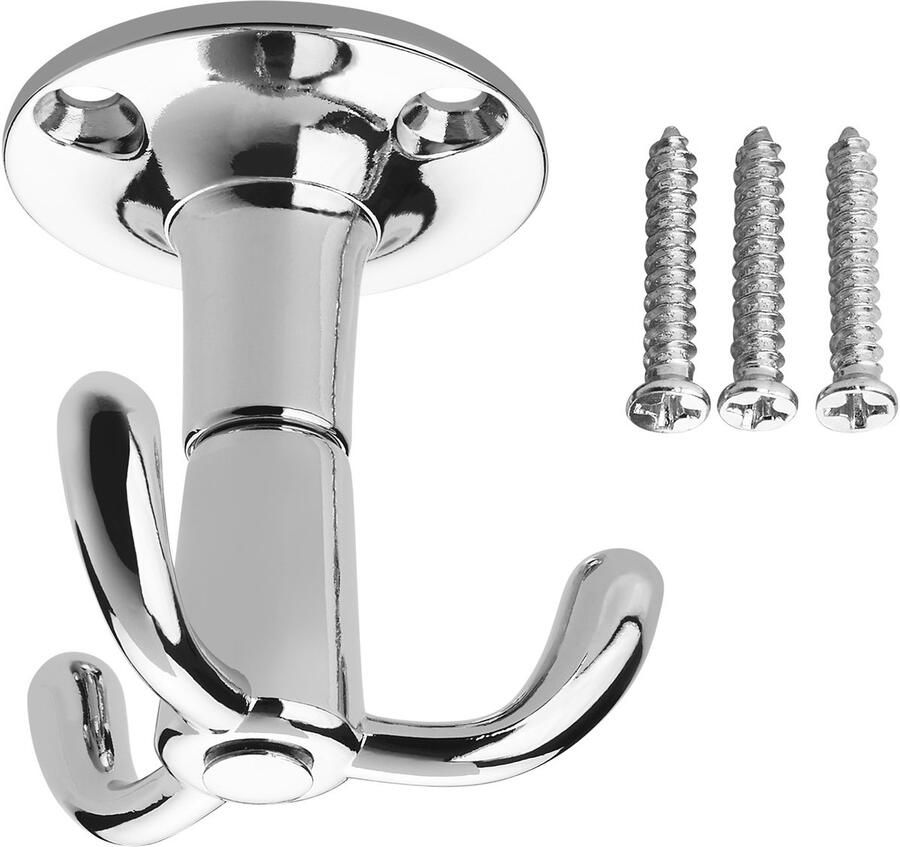 Sotech 3 stuks draaibare kapstokhaken Tromso aluminium verchroomd 3 ophanghaakjes 53 x 50 mm voor plafondmontage