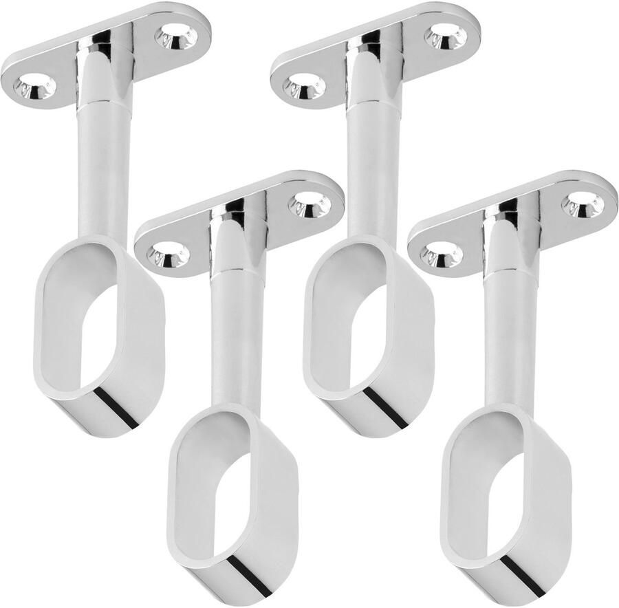 Sotech 4 stuks Garderobestanghouder voor ovale kledingstangen (30 x 15 mm) Gepolijst chroom in hoogte verstelbaar 84 112 mm