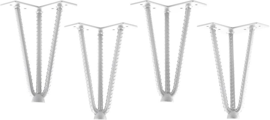 Sotech 4 stuks haarspeldpoten Industrial Look mild staal look wit 200 mm 3 stokjes Haarspeldpoten meubelpoten voor banken en kasten Meubelpoot