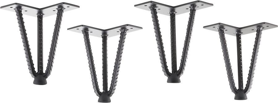 Sotech 4 stuks Haarspeldpoten Industrial Look mild staal look zwart 150 mm 3 st. Haarspeldpoten Meubelpoten voor banken en kasten Meubelpoot
