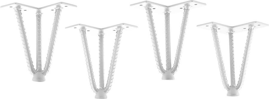 Sotech 4 stuks Haarspeldpoten industriële look zacht staal look wit 150 mm 3 stokjes Haarspeldpoten meubelpoten voor banken en kasten Meubelpoot