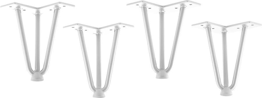 Sotech 4 stuks Haarspeldpoten wit 150 mm 3 stokjes Haarspeldpoten Meubelpoten voor banken en kasten Meubelpoot