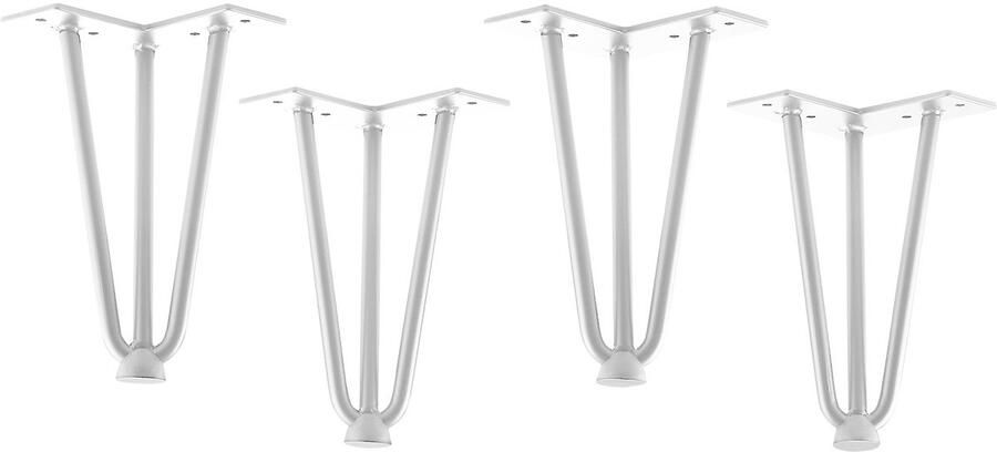 Sotech 4 stuks Haarspeldpoten wit 200 mm 3 stokjes Haarspeldpoten Meubelpoten voor banken en kasten Meubelpoot
