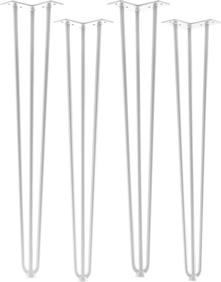 Sotech 4 stuks Haarspeldpoten wit 710 mm 3 st. Haarspeldpoten Tafelpoten voor eettafels en barkrukken Steunpoot