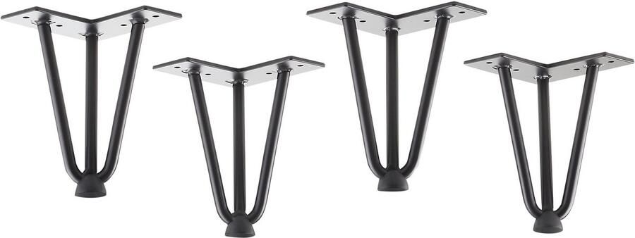 Sotech 4 stuks Haarspeldpoten zwart 150 mm 3 stoks Haarspeldbenen Meubelpoten voor banken en kasten Meubelpoot