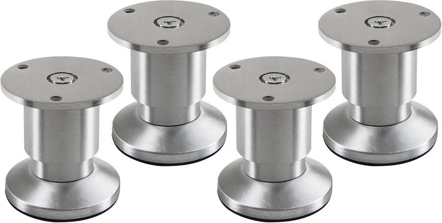 Sotech 4 stuks Meubelpoten ALPHA verstelbare bankpoten geborsteld aluminium belastbaar tot 250 kg Hoogte: 50 mm