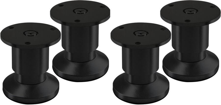 Sotech 4 stuks Meubelpoten ALPHA verstelbare bankpoten zwart geanodiseerd belastbaar tot 250 kg Hoogte: 80 mm