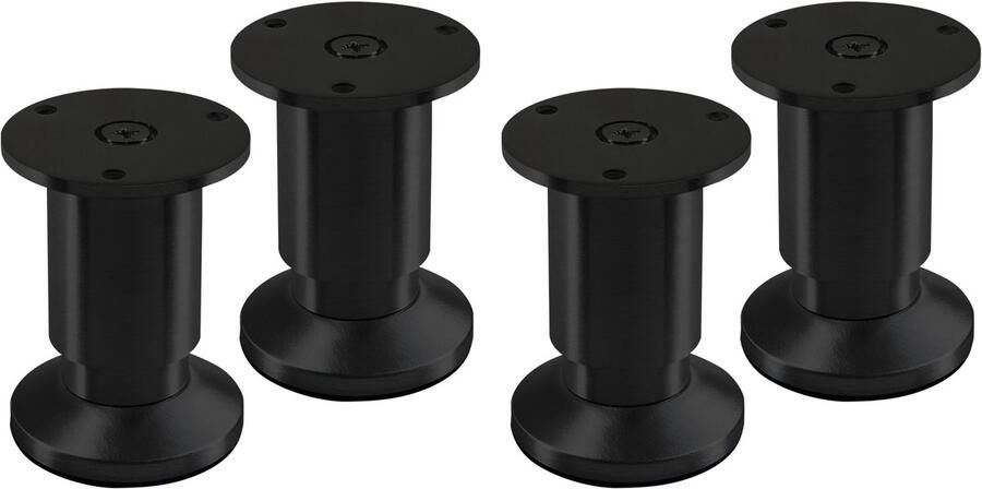 Sotech 4 stuks Meubelpoten ALPHA verstelbare bankpoten zwart geanodiseerd belastbaar tot 250 kg Hoogte: 80 mm