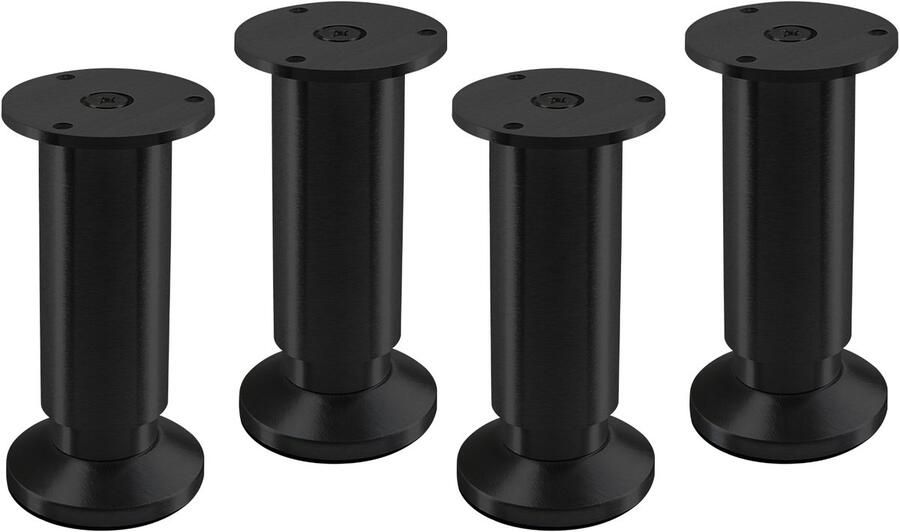 Sotech 4 stuks Meubelpoten ALPHA verstelbare kastpoten zwart geanodiseerd belastbaar tot 250 kg Hoogte: 120 mm