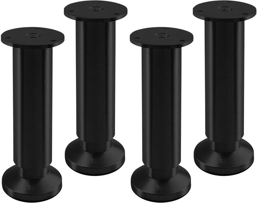 Sotech 4 stuks Meubelpoten ALPHA verstelbare steunpoten zwart geanodiseerd belastbaar tot 250 kg Hoogte: 150 mm