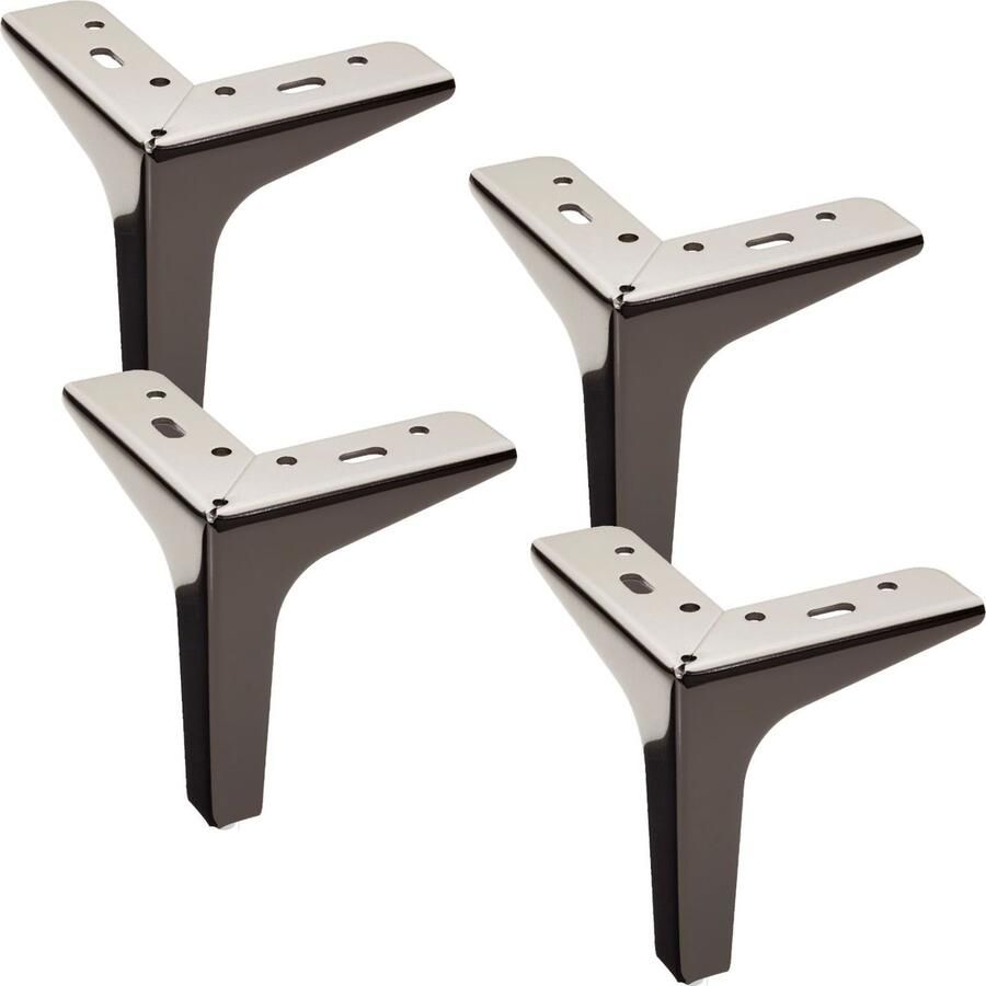 Sotech 4 stuks Meubelpoten VICTOR Hoogte 130 mm zwart verchroomd Meubelpoten Bankpoten van