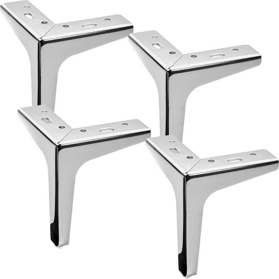 Sotech 4 stuks Meubelpoten VICTOR Hoogte 150 mm chroom gepolijst Plintvoeten Meubelpoot Kastvoeten Bankvoeten van