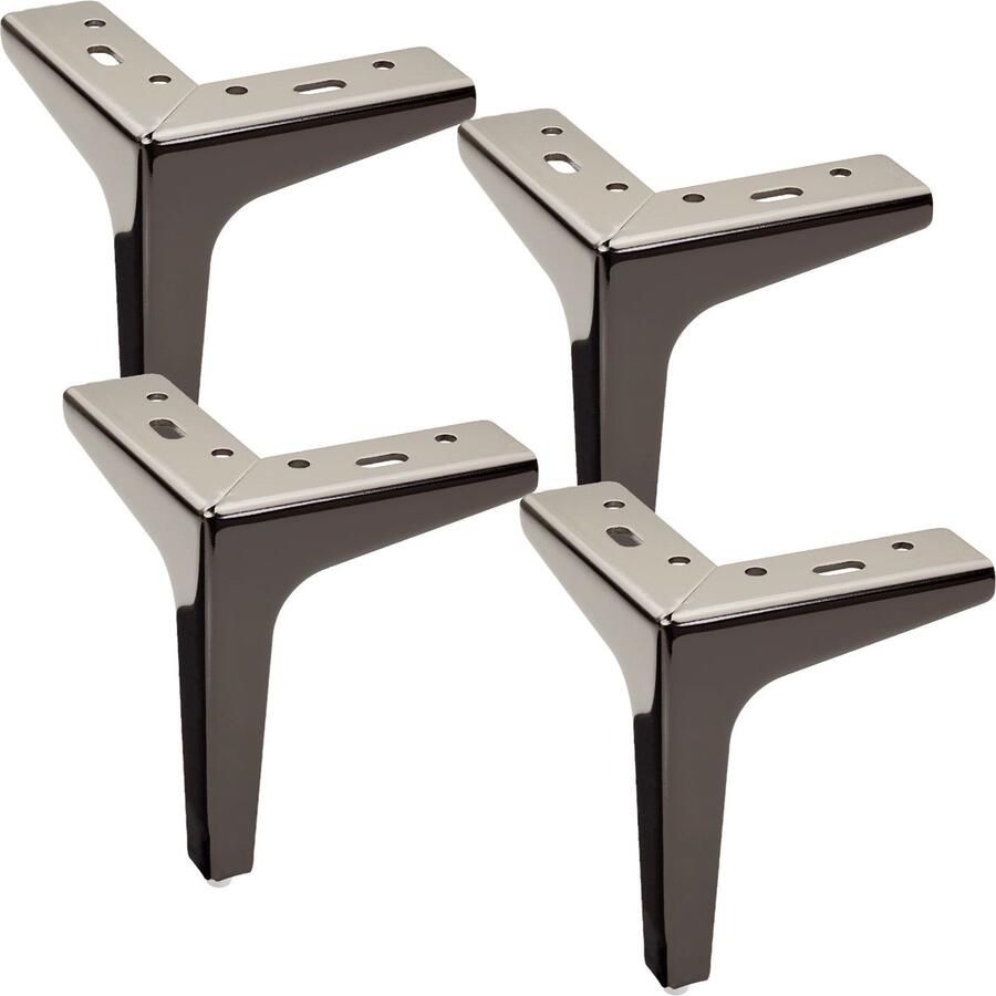 Sotech 4 stuks Meubelpoten VICTOR Hoogte 150 mm zwart verchroomd Meubelpoten Bankpoten van