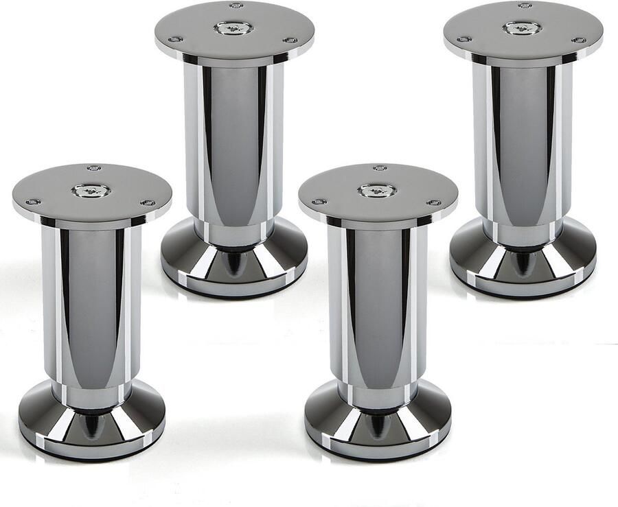 Sotech 4 stuks meubelvoet Alpha chroom gepolijst belastbaar tot 250 kg hoogte: 100 mm verstelbaar