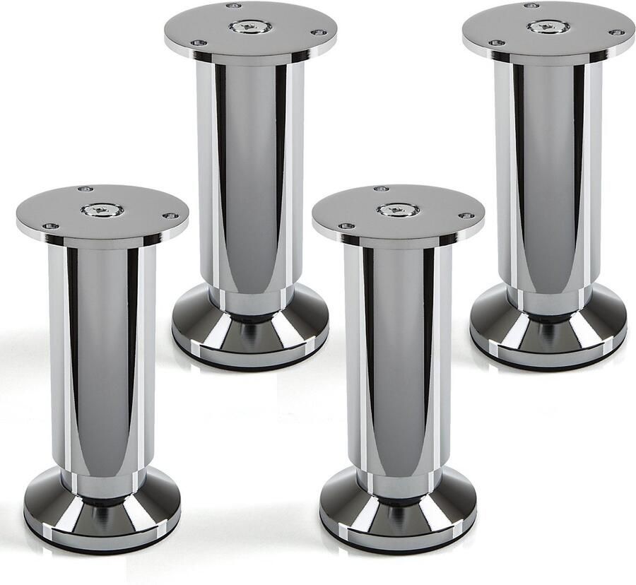 Sotech 4 stuks meubelvoet Alpha chroom gepolijst belastbaar tot 250 kg hoogte: 120 mm verstelbaar