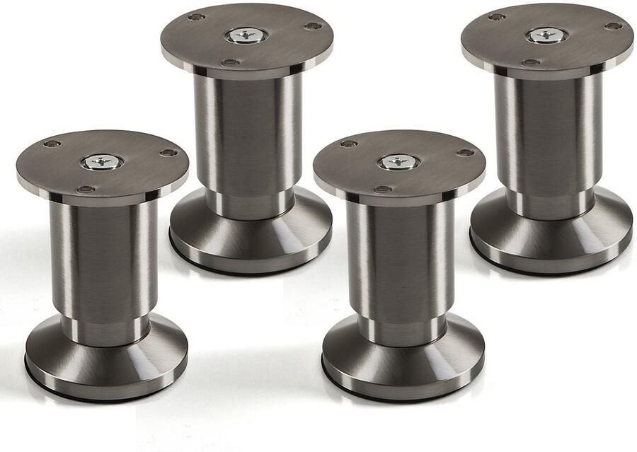 Sotech 4 stuks meubelvoet Alpha RVS-look geborsteld belastbaar tot 250 kg hoogte: 80 mm verstelbaar