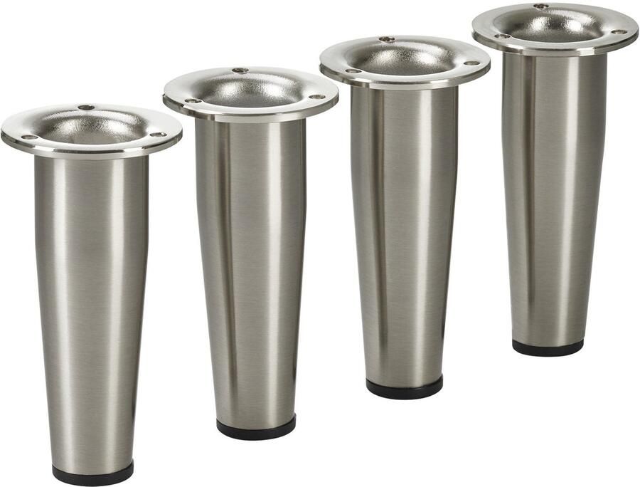 Sotech Set van 4 meubelpoten FOX-TROT hoogte 150 mm RVS look stelpoten verstelbaar met max. 12 mm kastpoten