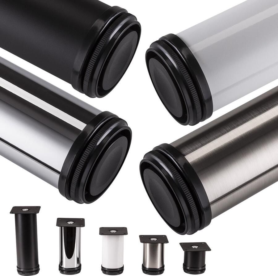 Sotech 4 stuks meubelvoet Jimmy chroom rond diameter: 50 mm hoogte: 60 mm verstelbaar