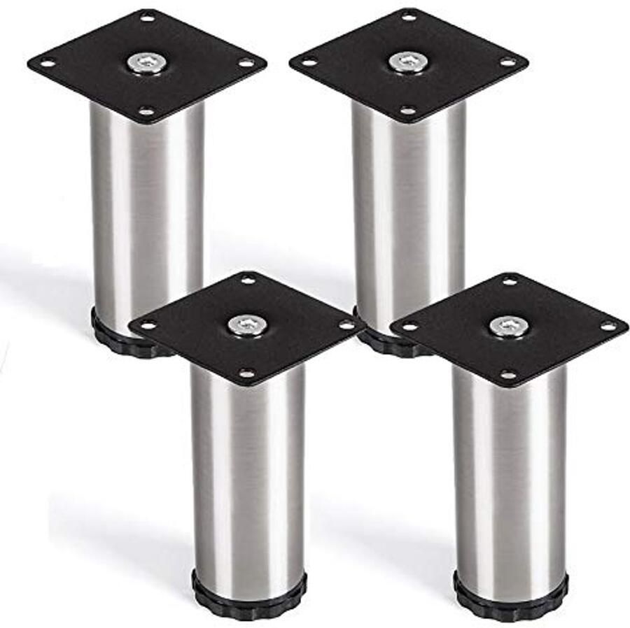 Sotech 4 stuks meubelvoet Lukas RVS geborsteld rond diameter: 42 mm hoogte: 120 mm verstelbaar