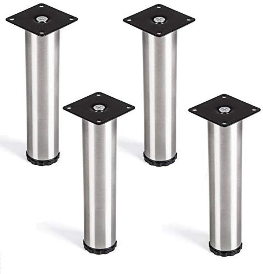 Sotech 4 stuks meubelvoet Lukas RVS geborsteld rond diameter: 42 mm hoogte: 200 mm verstelbaar