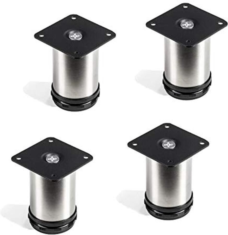 Sotech 4 stuks meubelvoet Lukas RVS geborsteld rond diameter: 42 mm hoogte: 80 mm verstelbaar