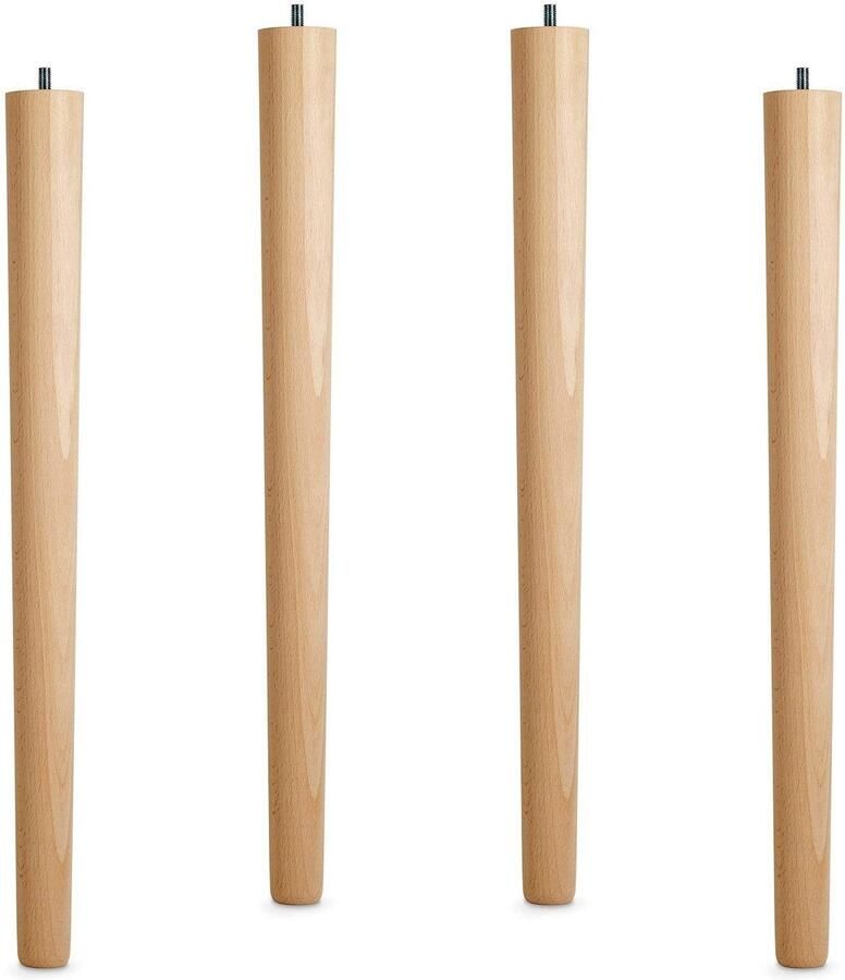 Sotech 4 stuks tafelpoot beuken ruw rond diameter: 40 60 mm hoogte: 645 mm met rooischroef M10 x 20 mm