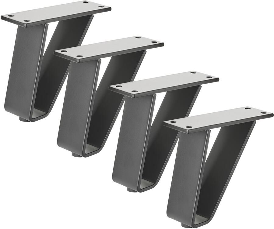 Sotech 4 stuks TANGO meubelpoten 108 5 mm mat zwart draagvermogen tot 150 kg per poot vitrinepoot onderpoot kastpoot