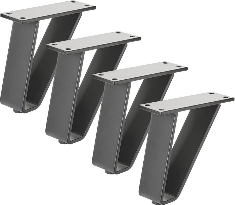 Sotech 4 stuks TANGO meubelpoten 118 5 mm mat zwart draagvermogen tot 150 kg per poot vitrinepoot onderpoot bankpoot