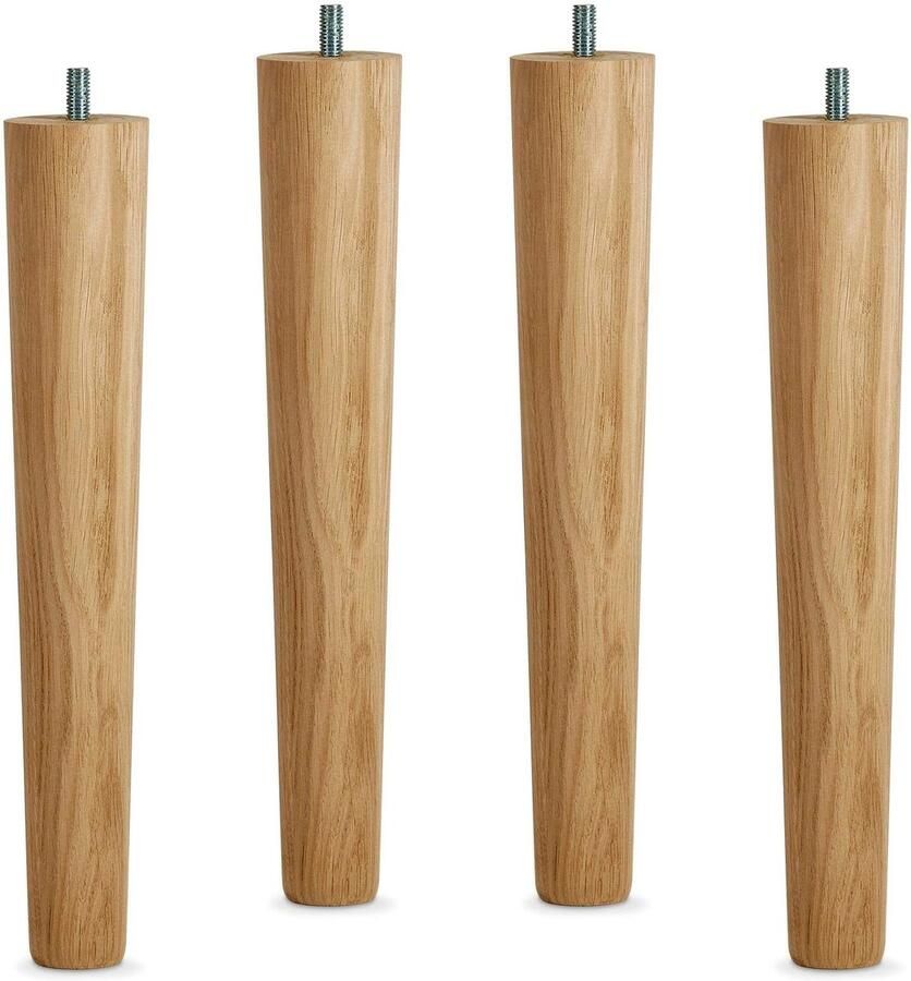 Sotech 4er Set Tafelpoot Eiken rauw H 335 mm Ø 60 40 mm met draadeind M10 Ideaal voor meubel & koffietafel Tafelpoot Koffietafel Tafelpoot Hout Meubelvoet van SO-TECH